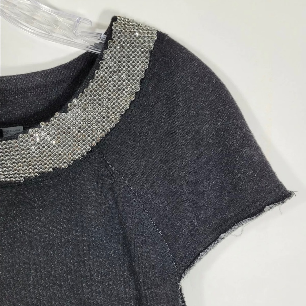 Alice+ Olivia bling rhinestone top dark grey black size XS - Picture 7 of 8